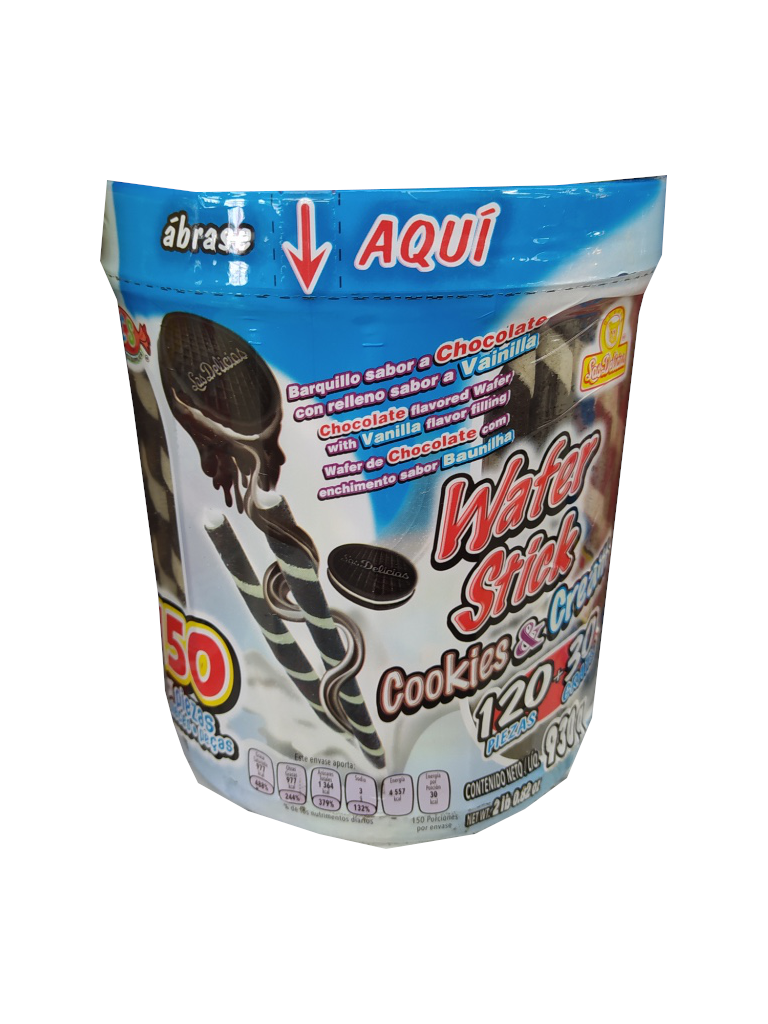 wafer stick cookies and cream vitrolero 120pz.