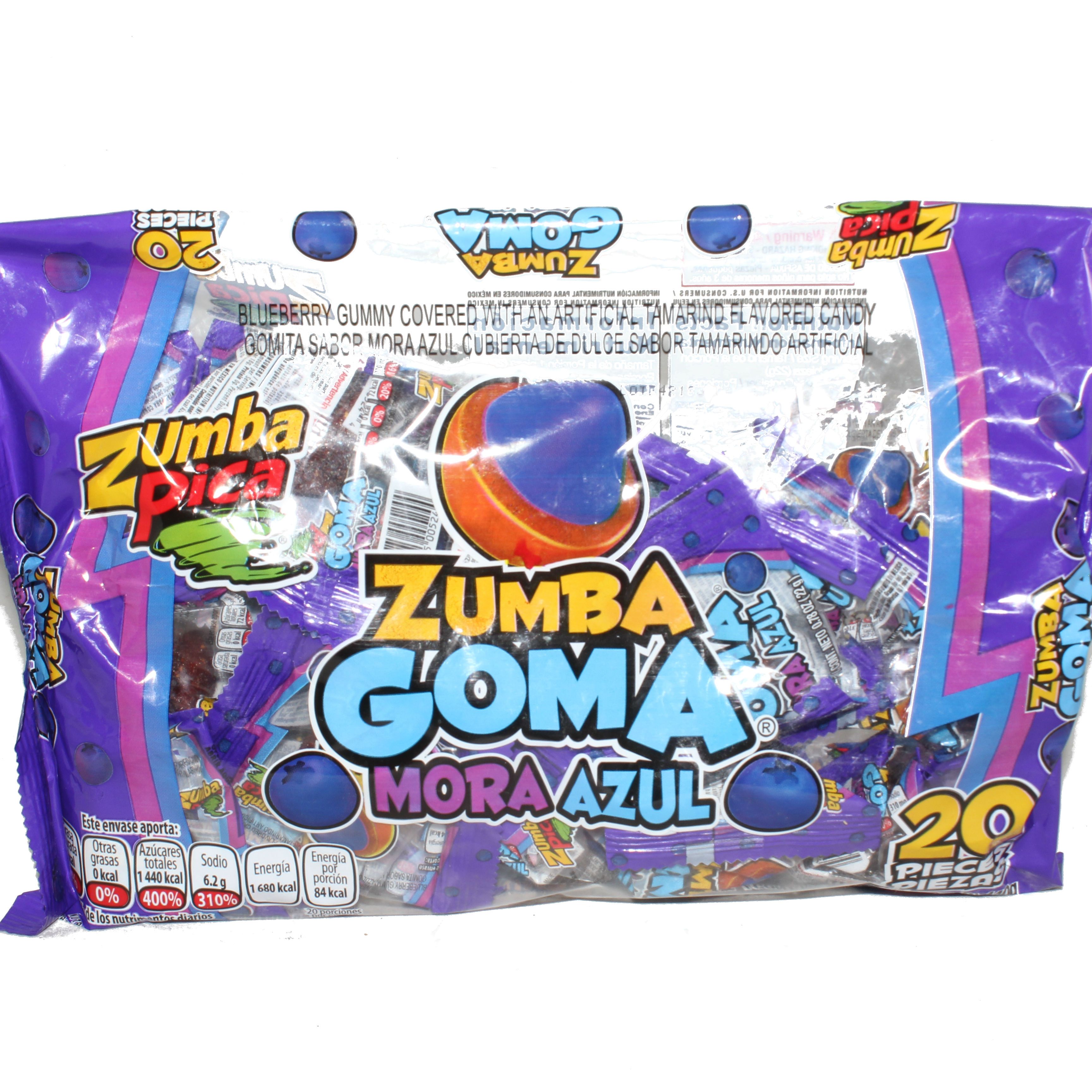 zumba goma sabor mora azul bolsa