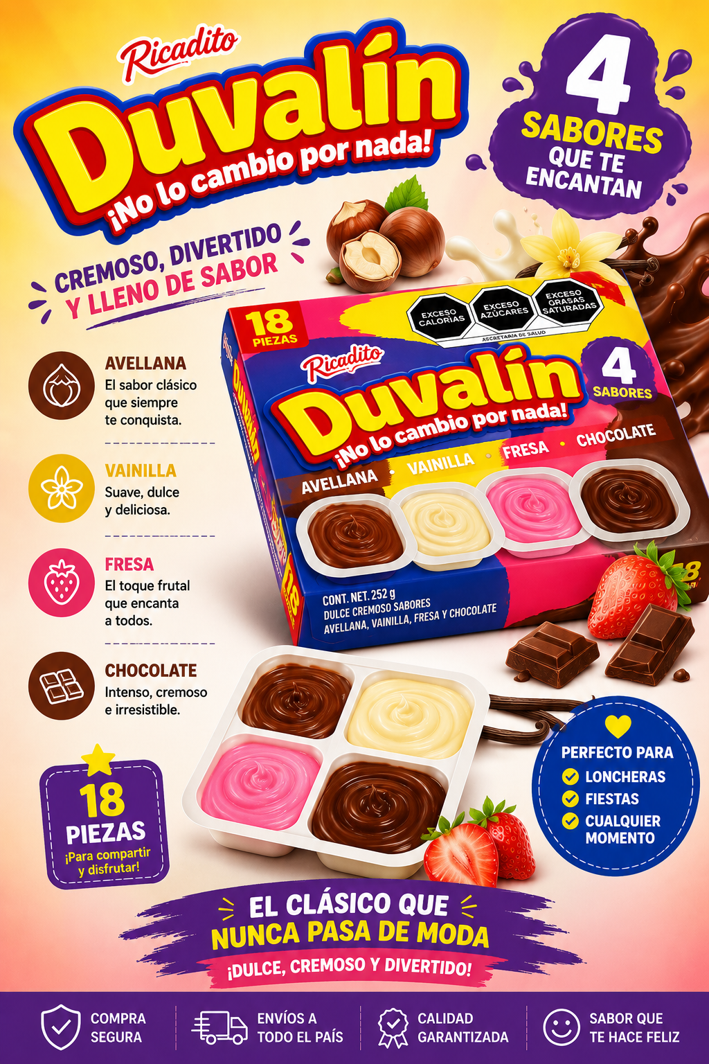 duvalin 4 sabores paquete