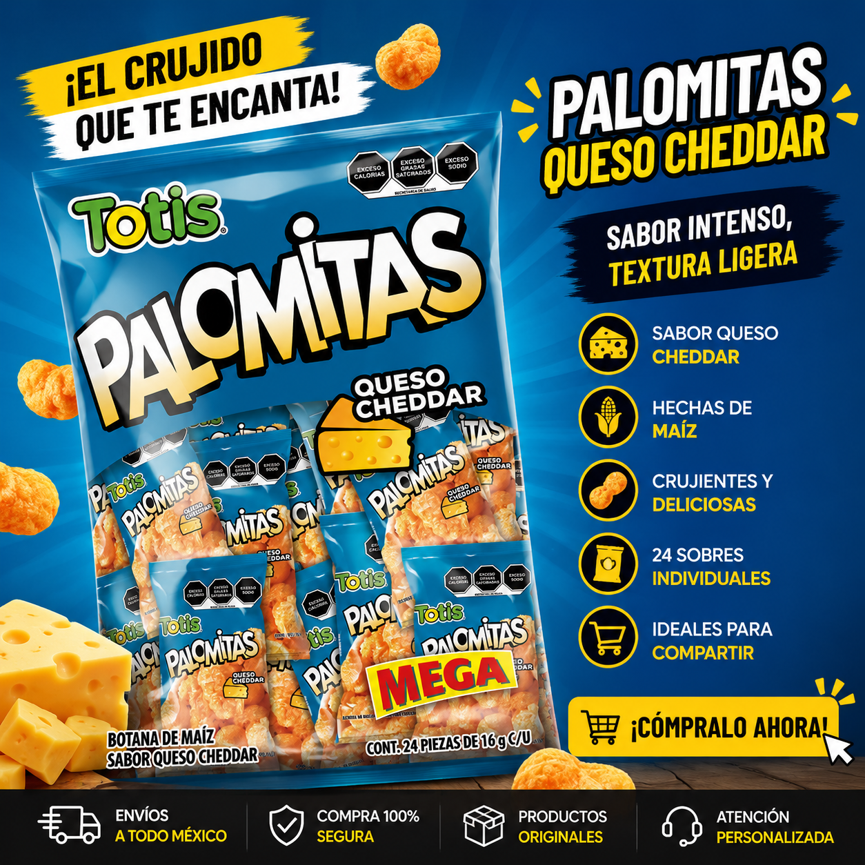 popcorn cheese cheddar mega totis bag
