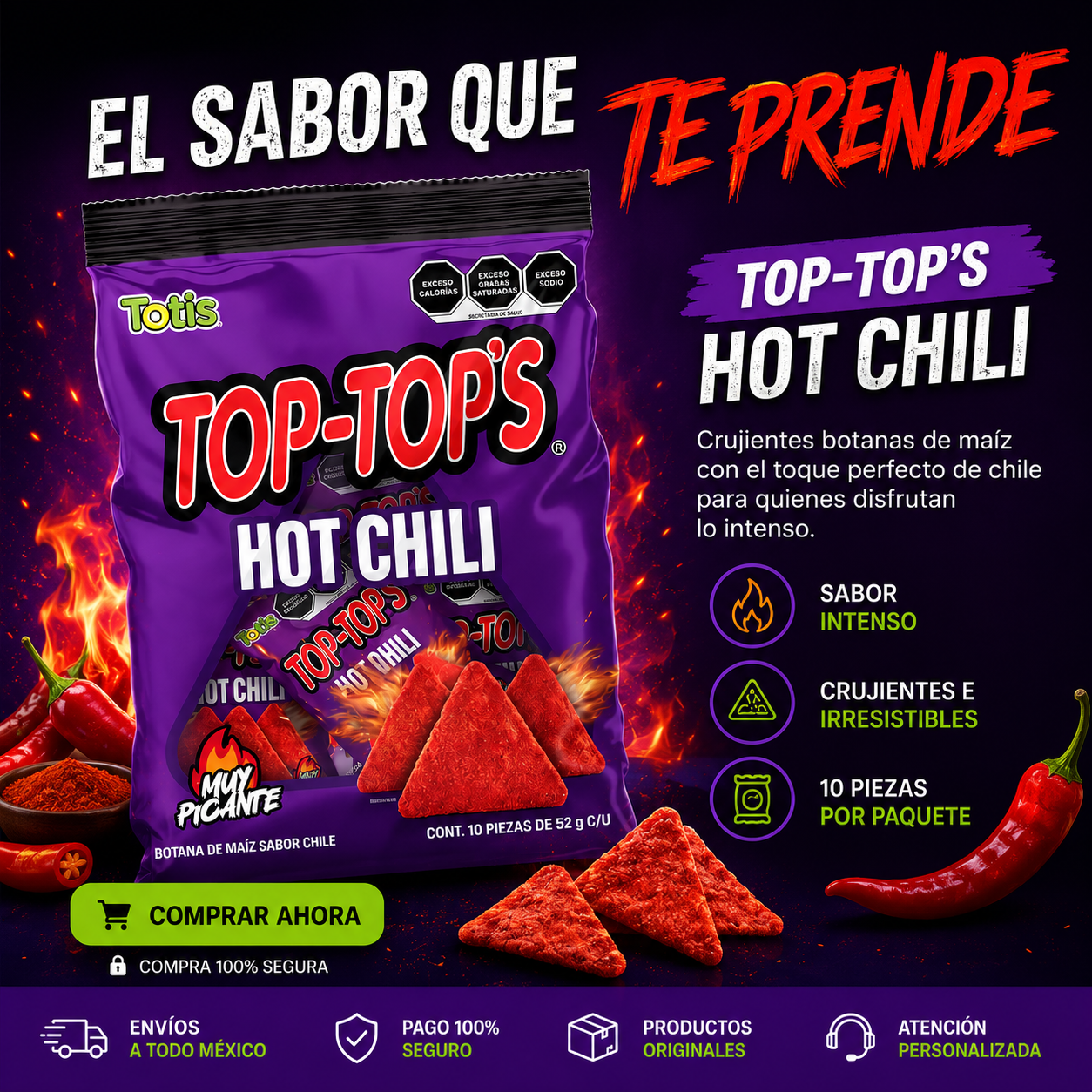 Top Top Sabor Hot Chili Totis Bolsa