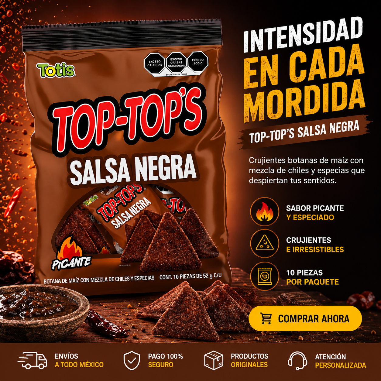 Top Top Taste Black Salsa Totis Bag