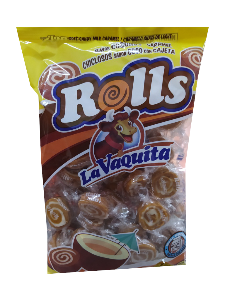 chiclosos rolls coco con cajeta la vaquita bolsa