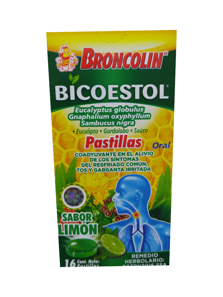 pastillas broncolin sabor limon paquete