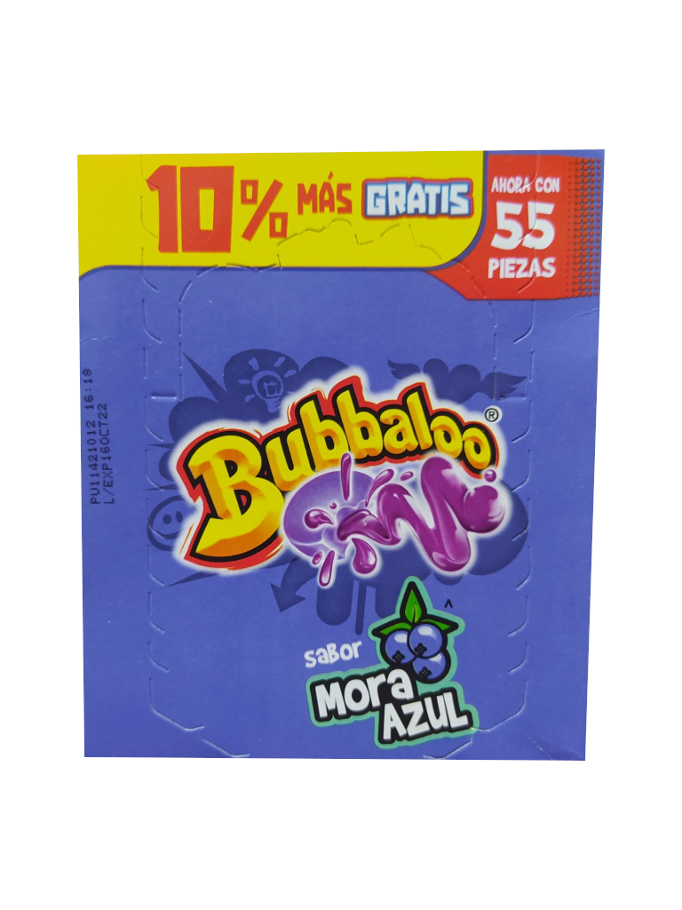 bubbaloo chicle sabor mora azul paquete