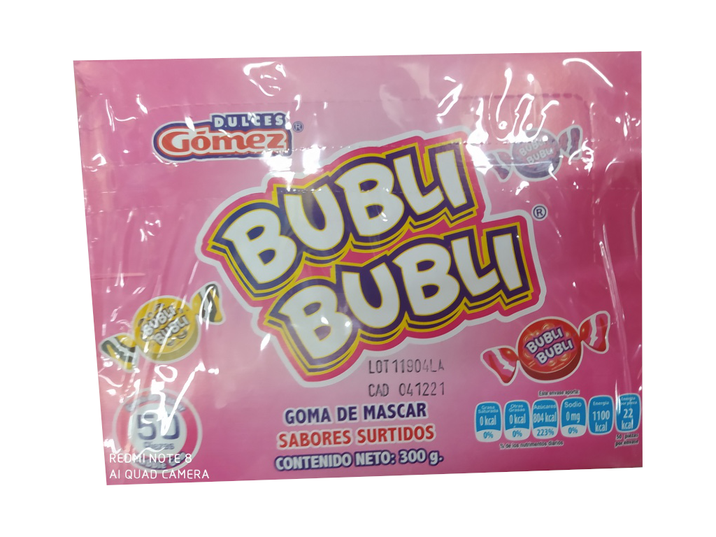chicle bubli bubli sabores surtidos paquete 300gr