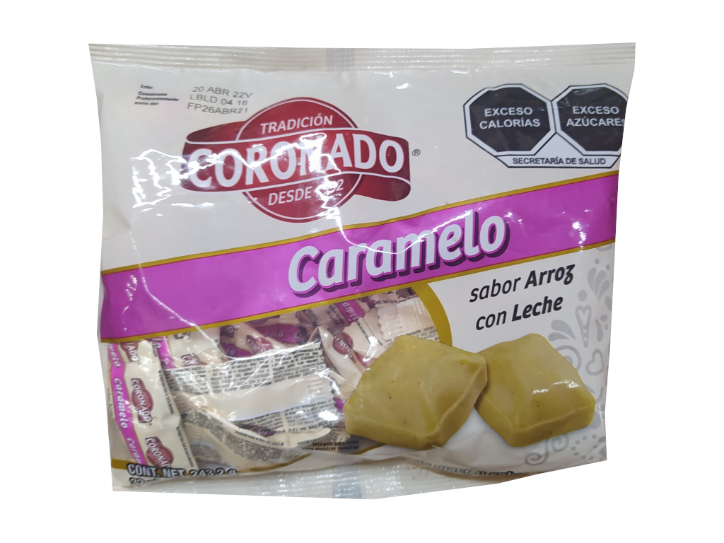 Caramel rice with milk crowned bag