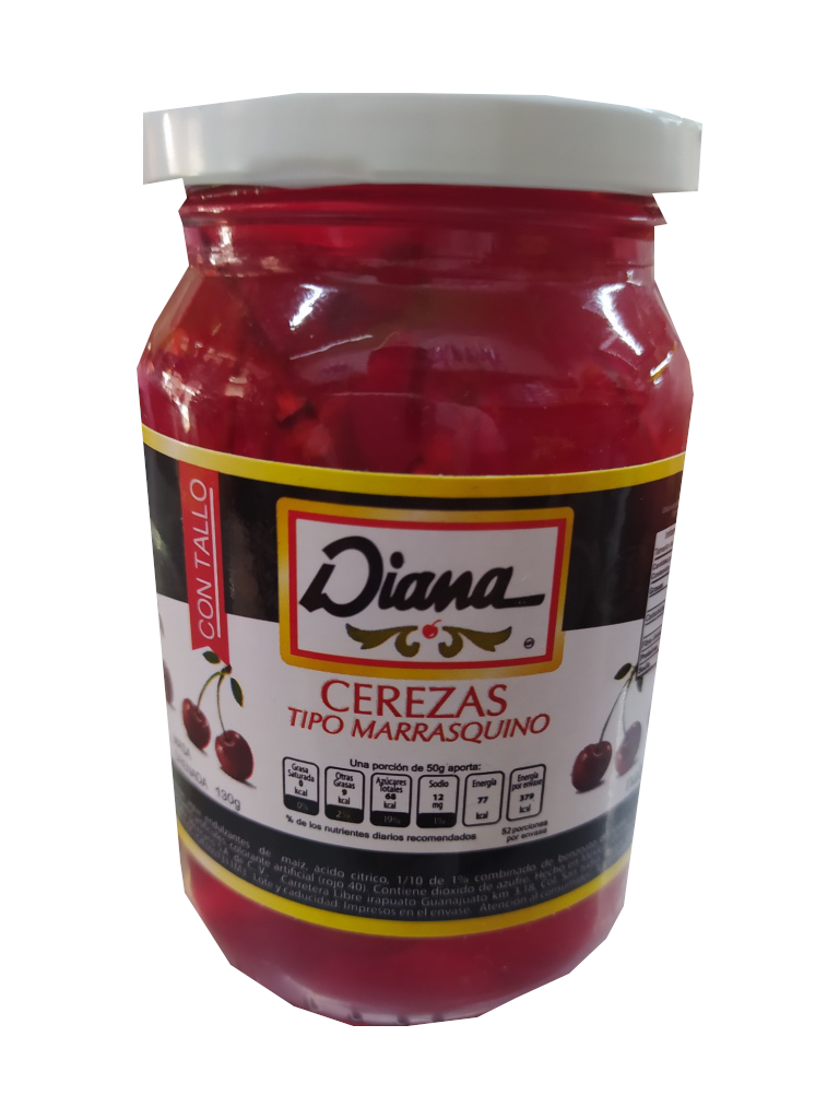 Marrasquino-type cherries bottle with stem