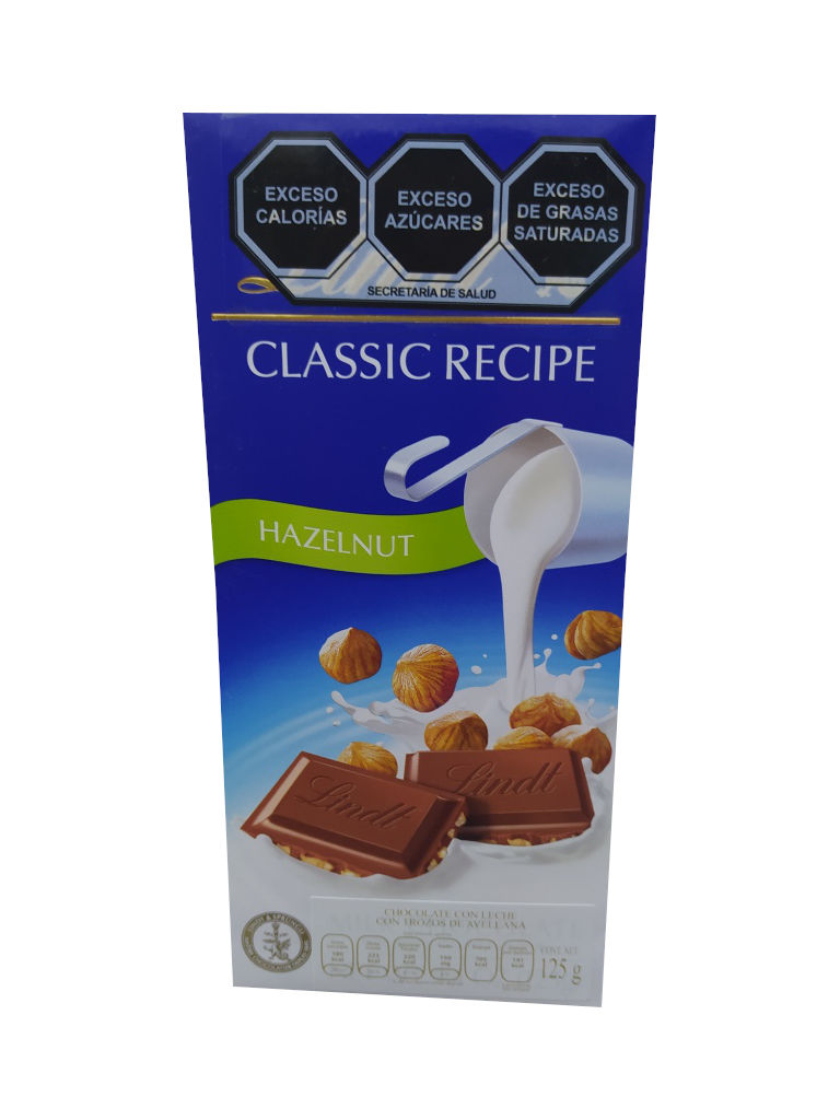 milk chocolate with pieces of hazelnut lindt bar 125gr