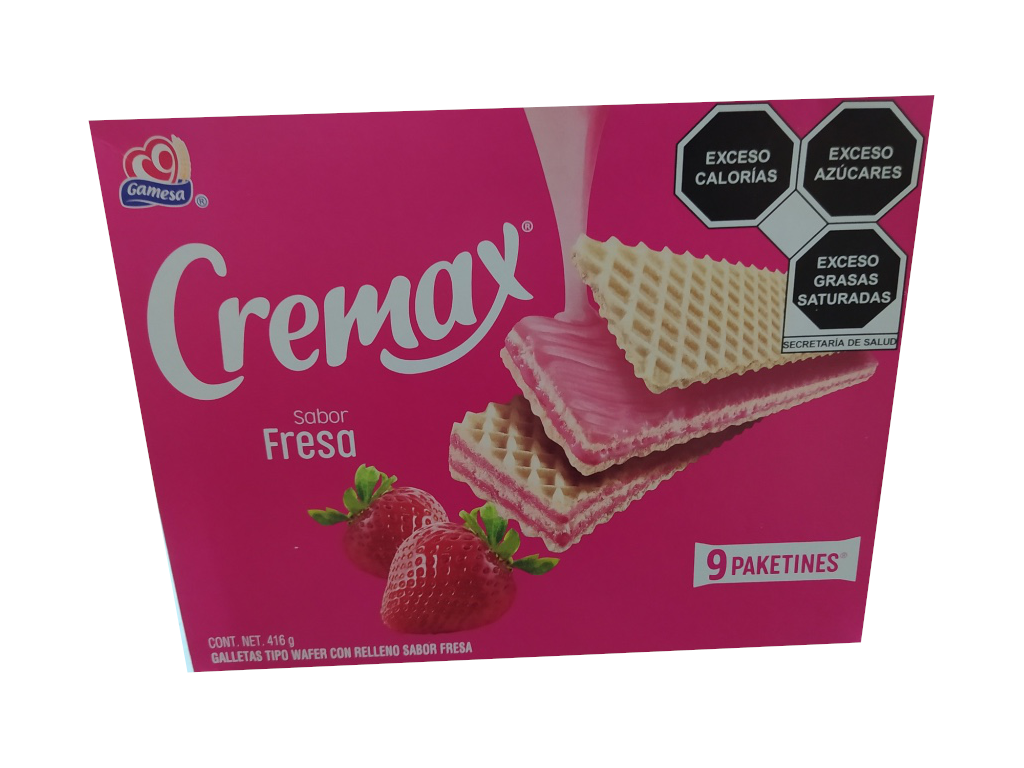 galleta cremax de nieve sabor fresa paquete 416gr