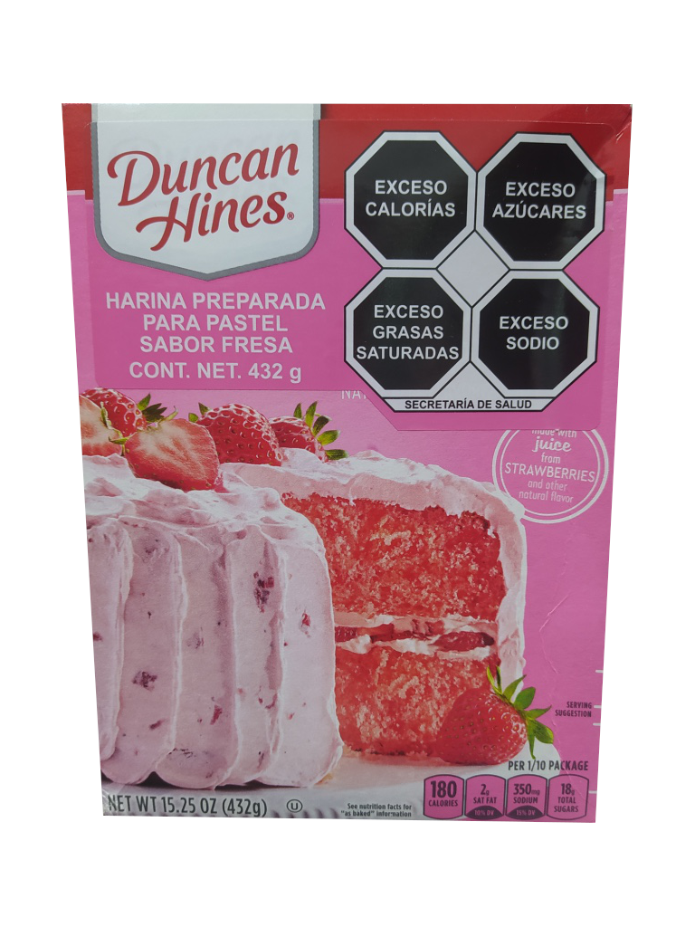 Pastel Flour Duncan Hines Flavor Strawberry 432gr