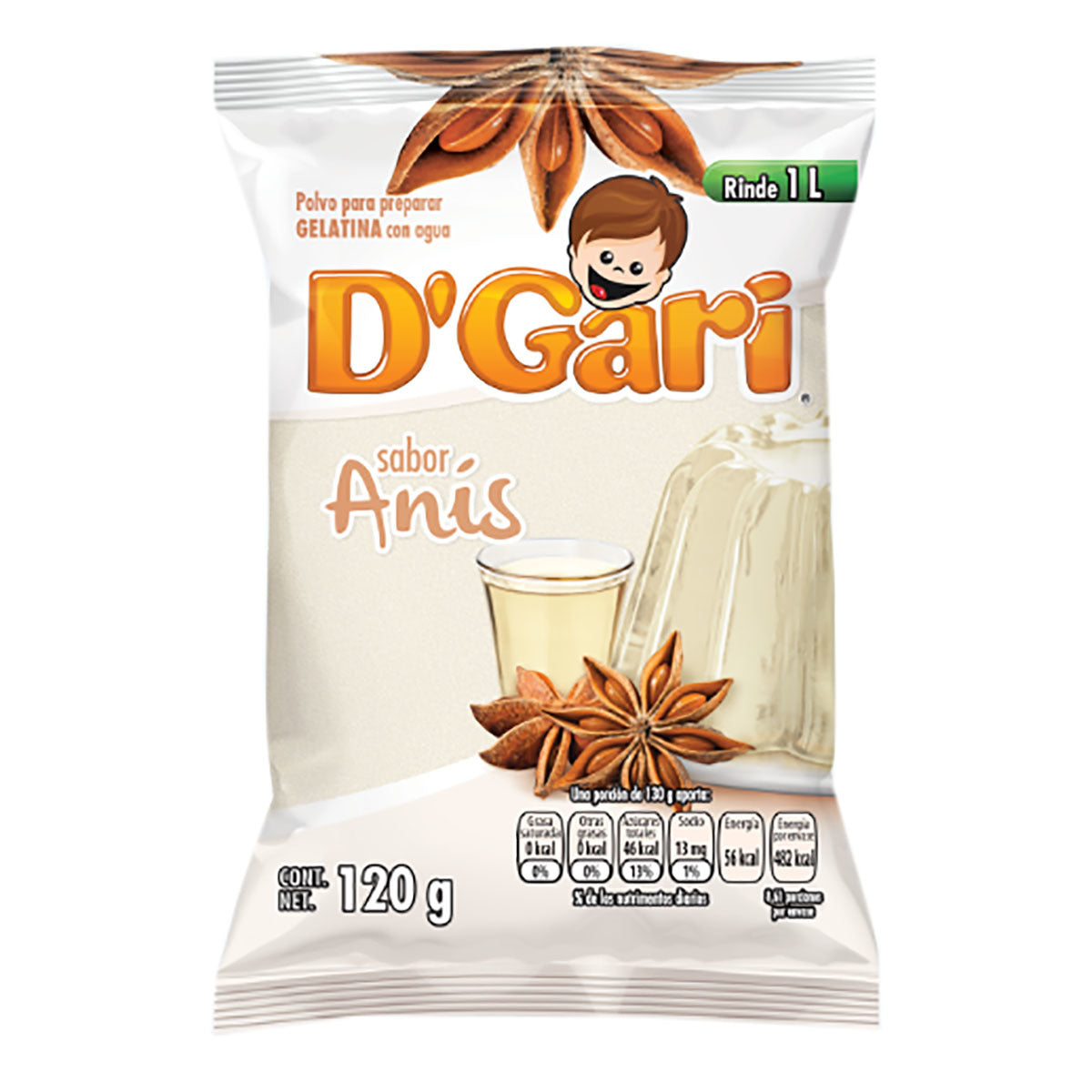 Gari powder to prepare gelatin anis bag 120gr