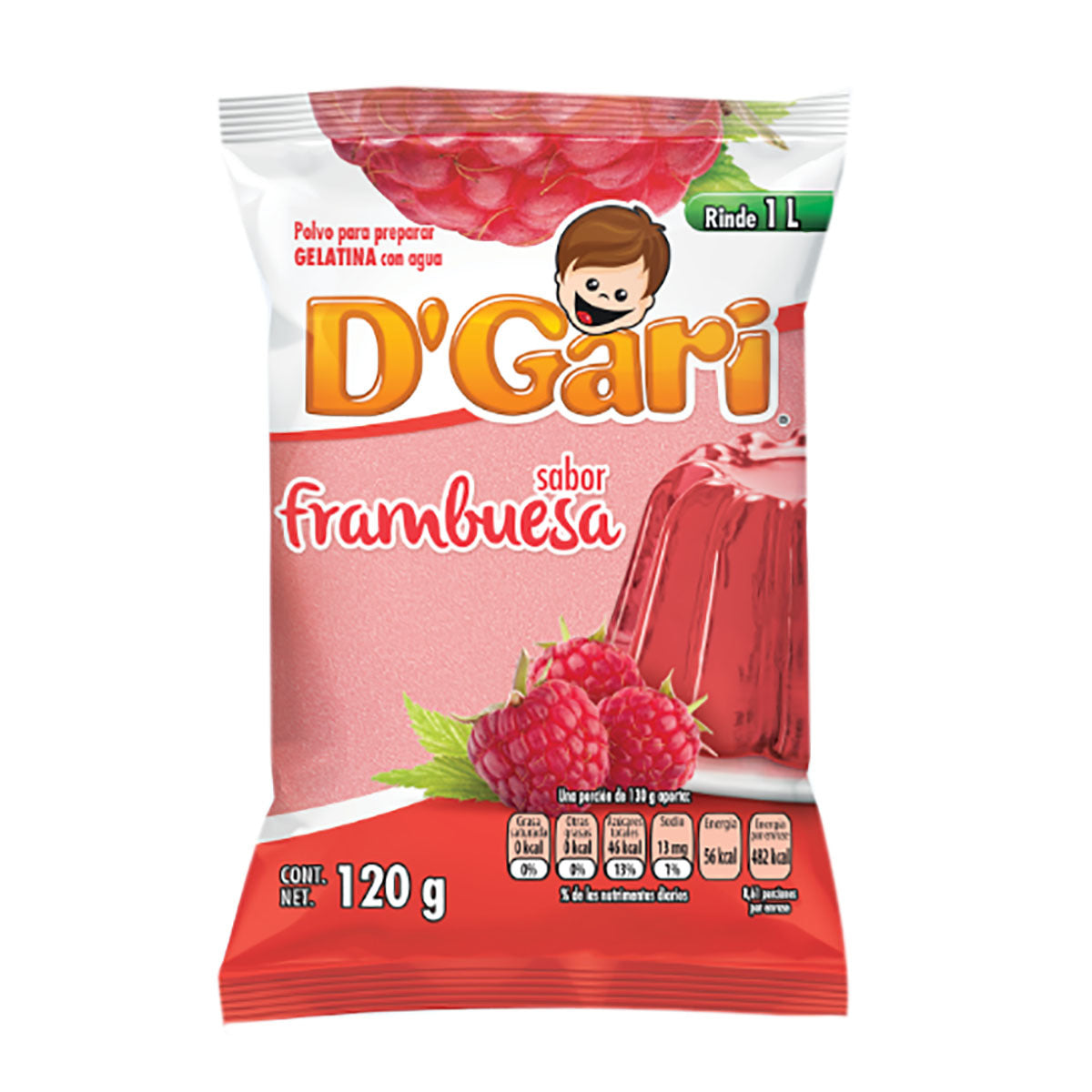 Gari powder to prepare raspberry gelatin bag 120gr