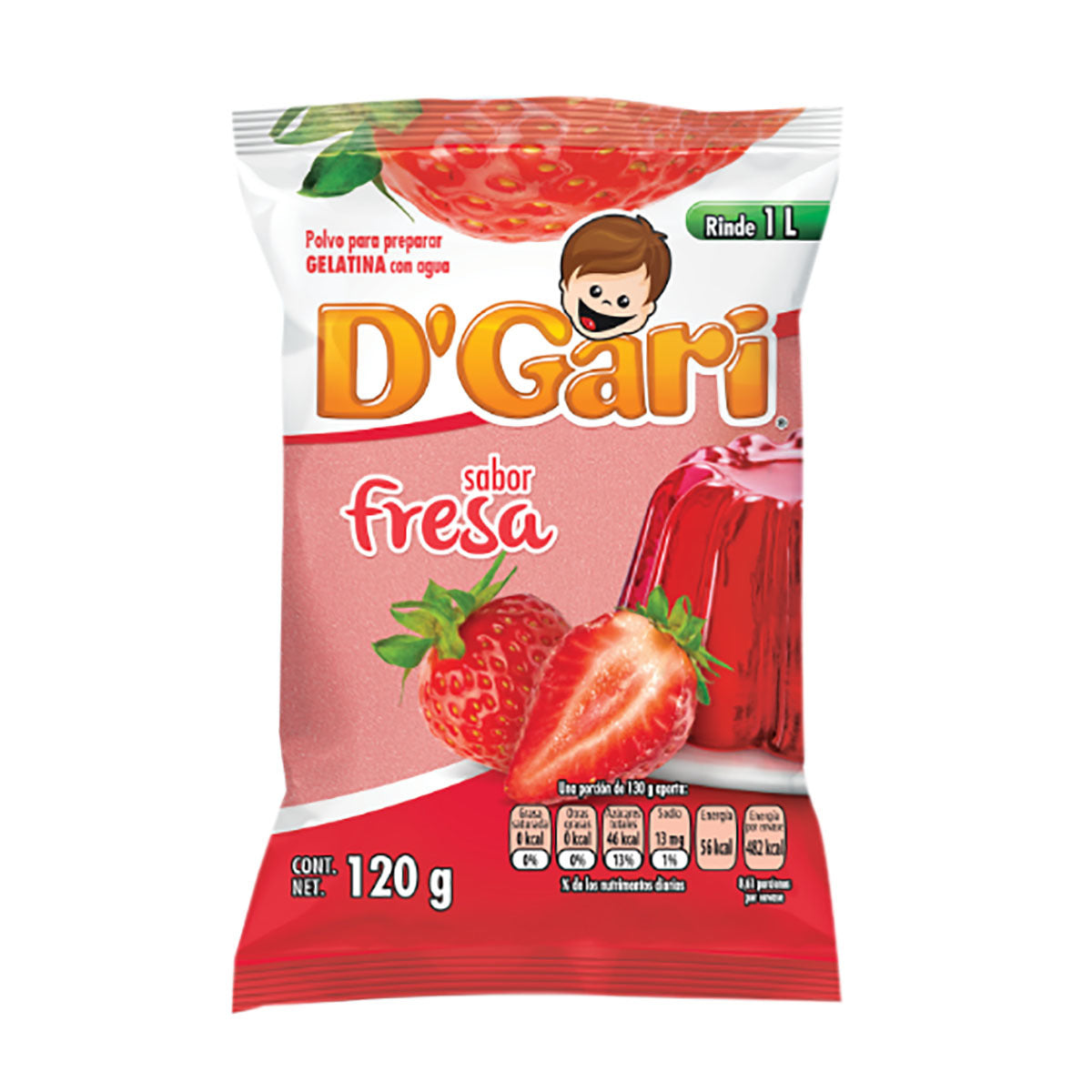 Gari powder to prepare jelly water strawberry bag 120gr