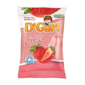 Gari powder to prepare gelatin strawberry milk bag 120gr