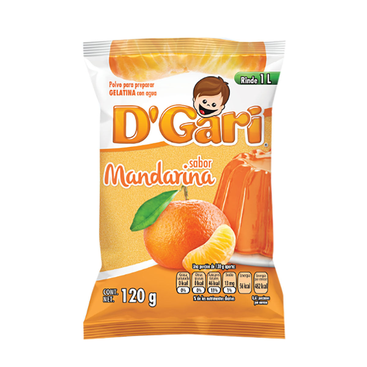 Gari powder to prepare tangerine gelatin bag 120gr