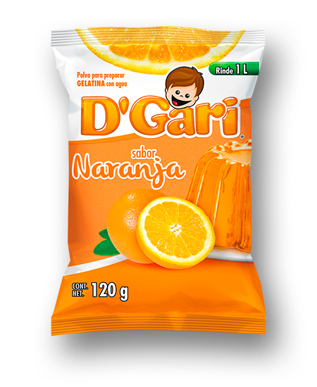 Gari powder to prepare orange gelatin bag 120gr