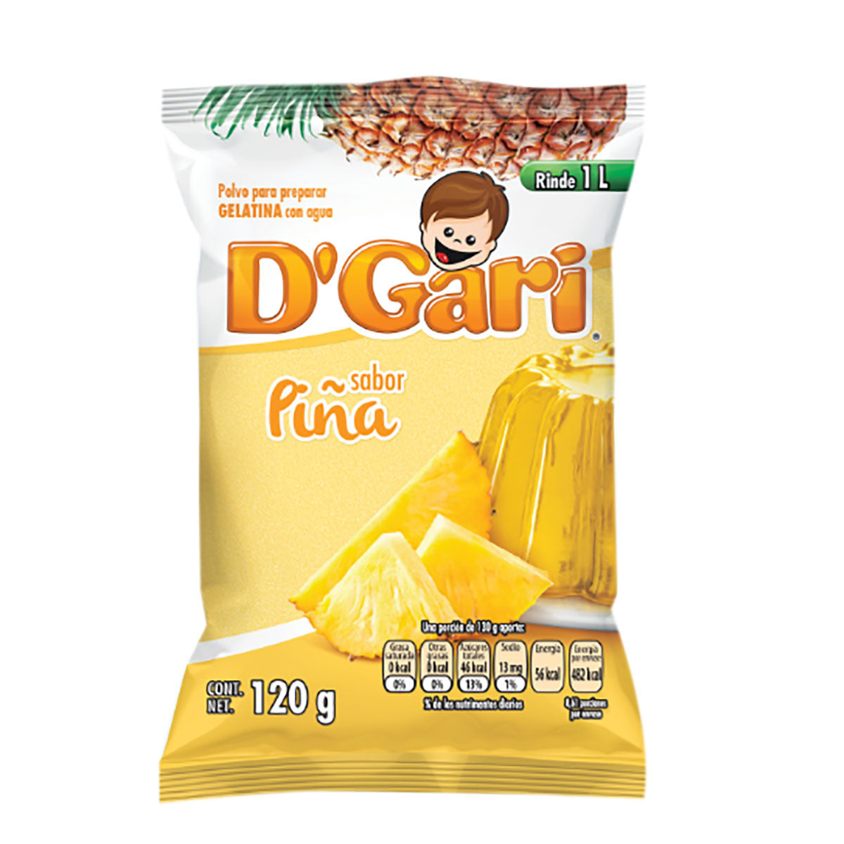 gari polvo para preparar gelatina piña bolsa 120gr