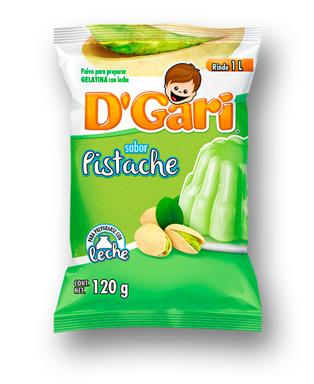 Gari powder to prepare pistache gelatin bag 120gr