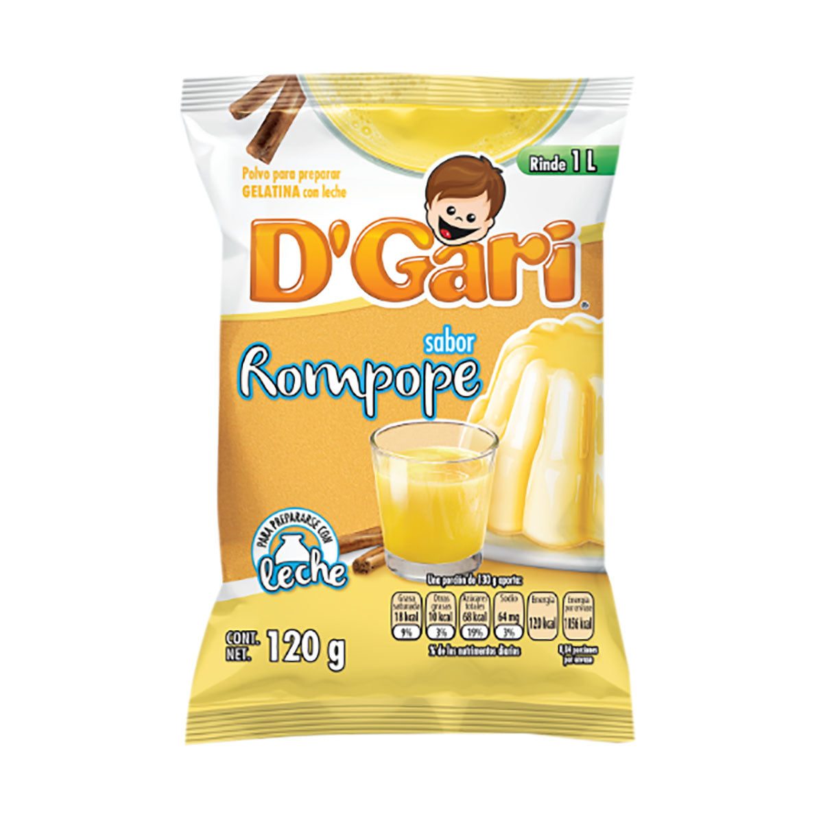 gari polvo para preparar gelatina rompope bolsa 120gr
