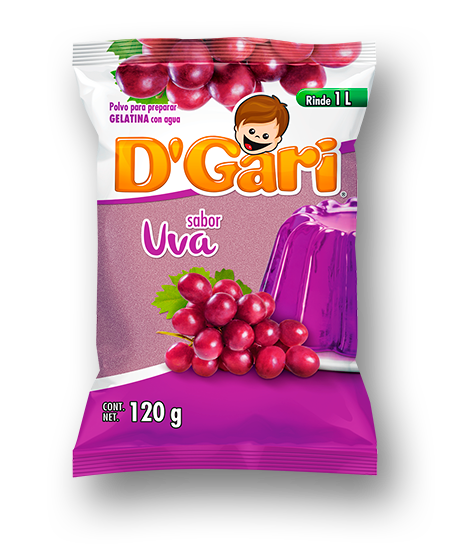 Gari powder to prepare gelatin flavor grape bag 120gr