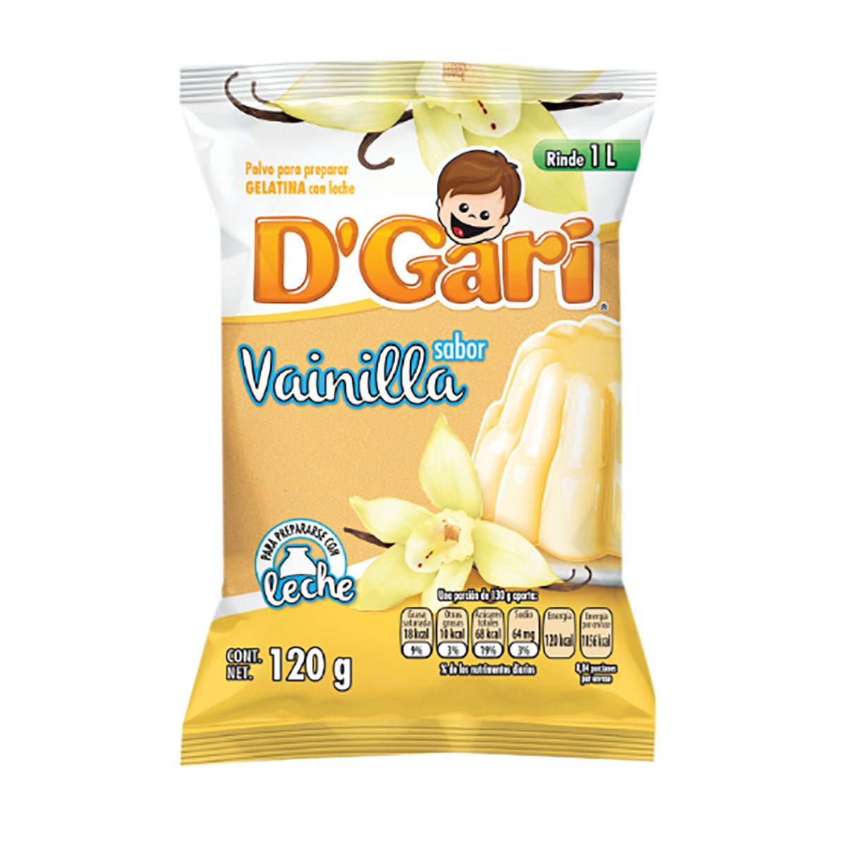 gari polvo para preparar gelatina vainilla bolsa 120gr