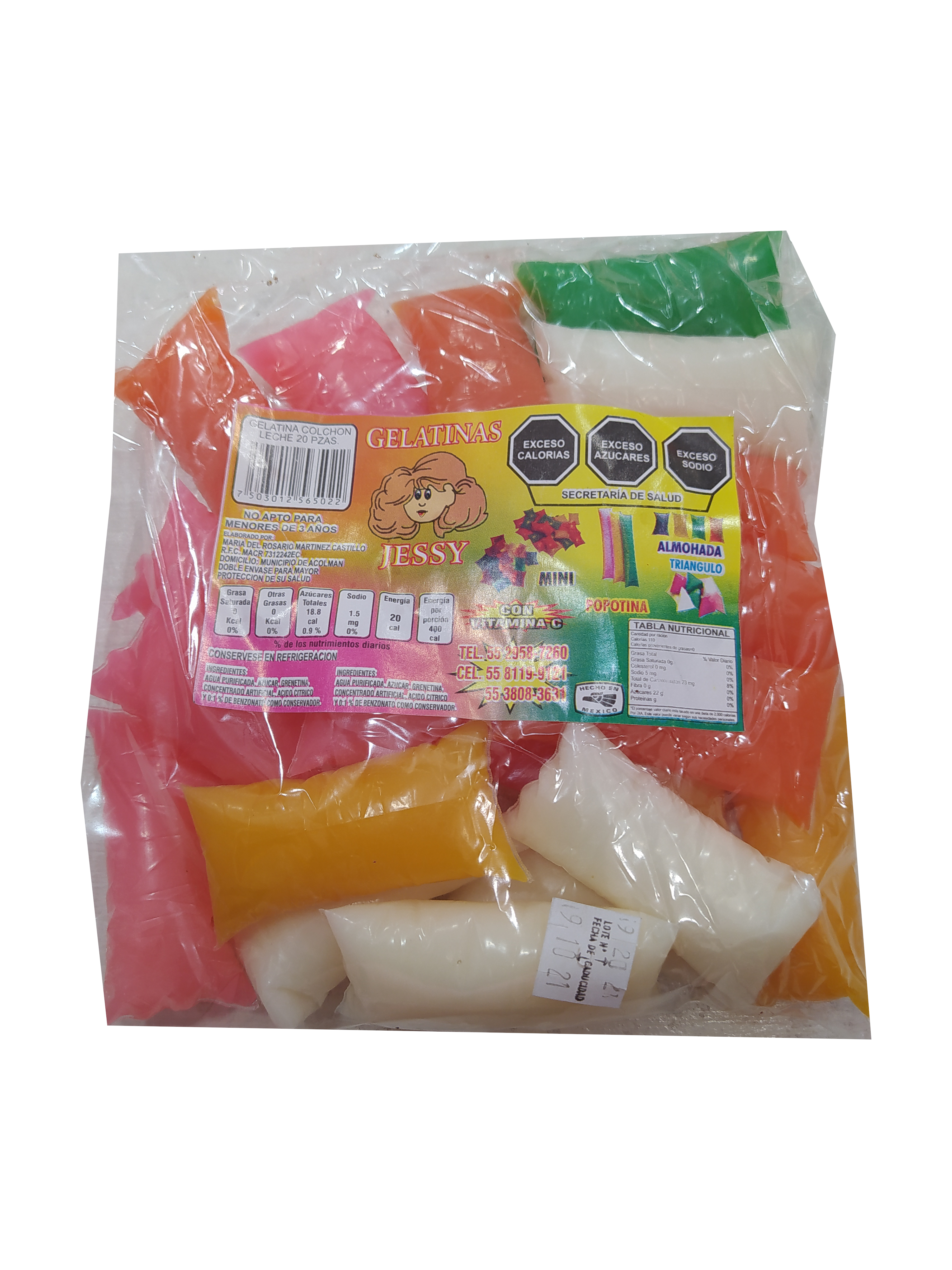 gelatina leche bolsa