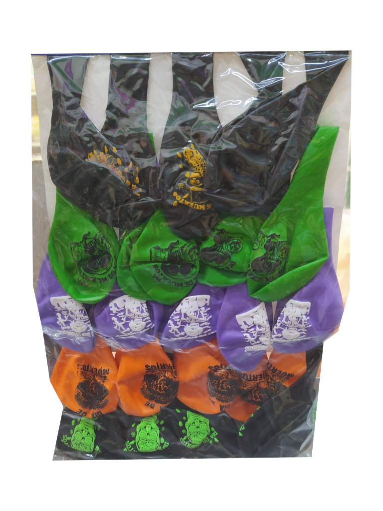 globo dia de muertos negro-verde-morado-naranja paquete