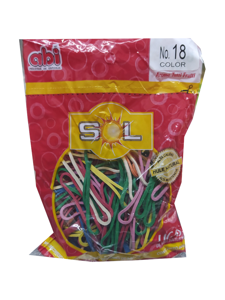 ligas de color #18 el sol bolsa con 100pz