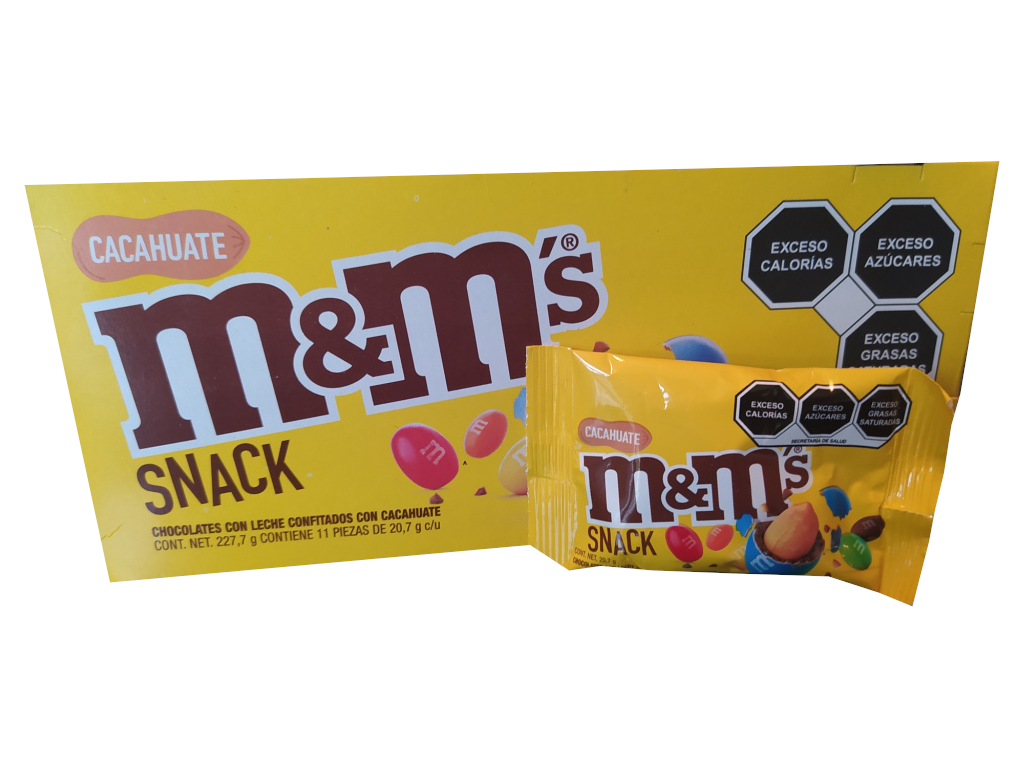 m&m snack amarillo paquete