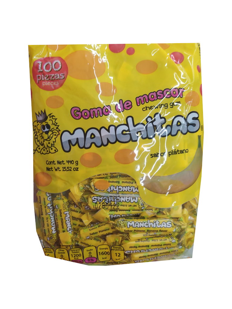 manchitas goma de mascar platano bolsa