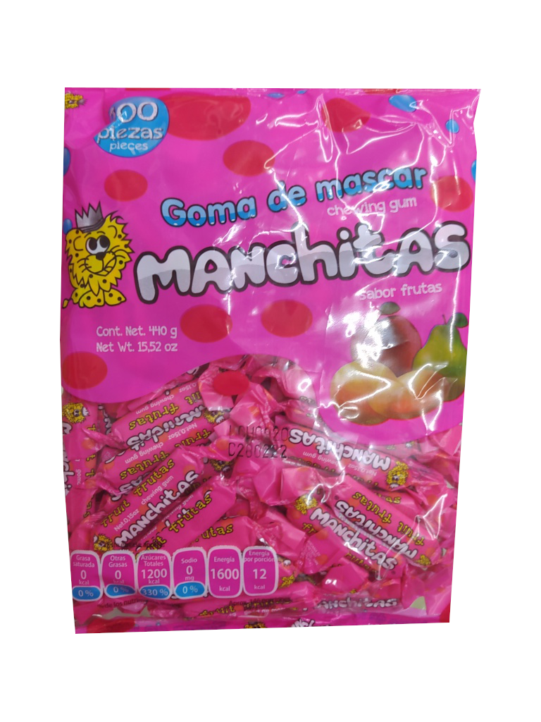 manchitas goma de mascar frutas bolsa