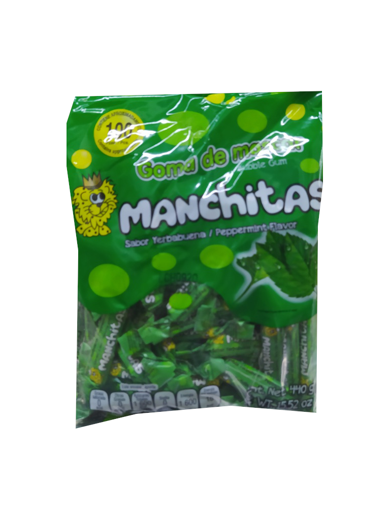 manchitas goma de mascar yerbabuena bolsa