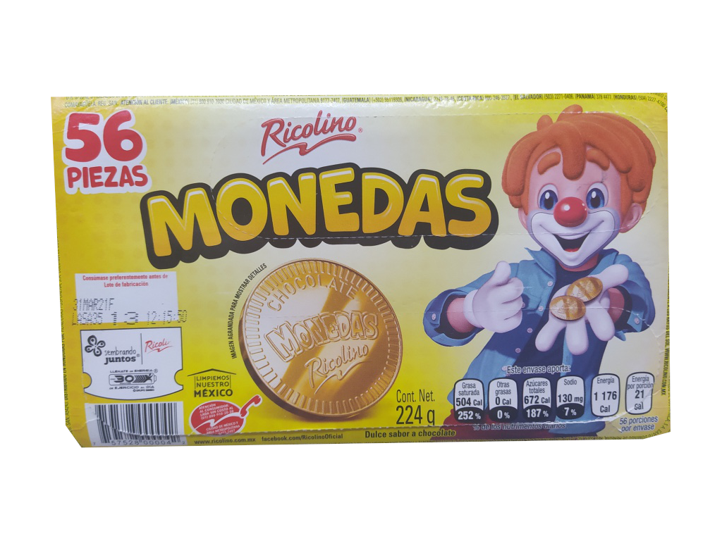 monedas chocolate ricolino paquete