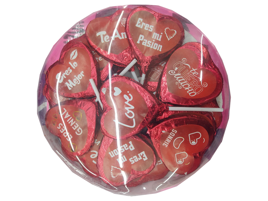 paleta corazon rojo chocolate estuche