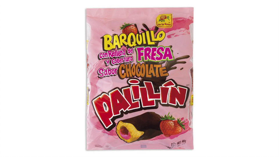 palillin barquillo con fresa paquete
