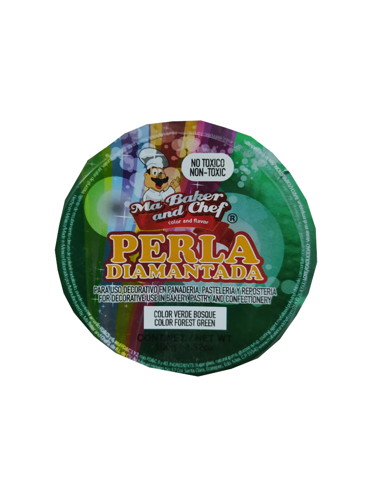 perla diamantada para reposteria baby verde bosque frasco 100gr