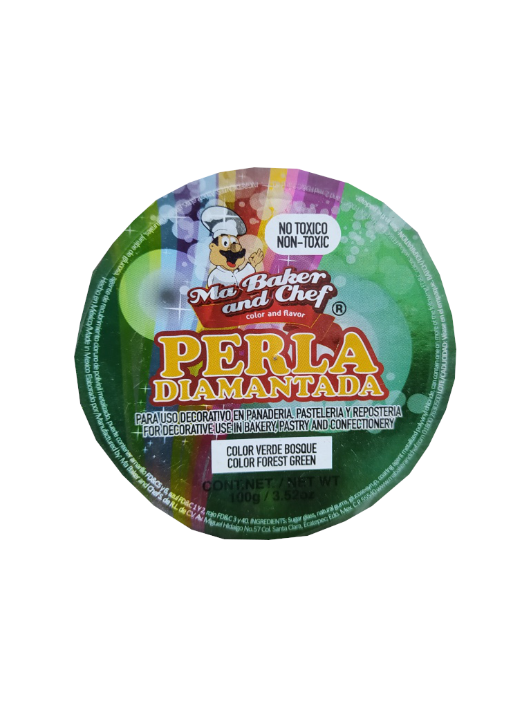 perla diamantada para reposteria mediana verde bosque frasco 100gr