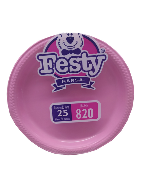 plato plastico color rosa paquete – Dulcería la perla