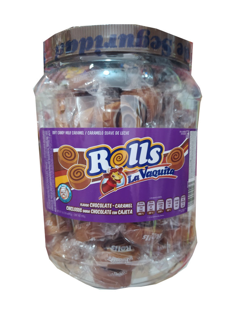 chiclosos rolls la vaquita sabor chocolate con cajeta vitrolero 990gr