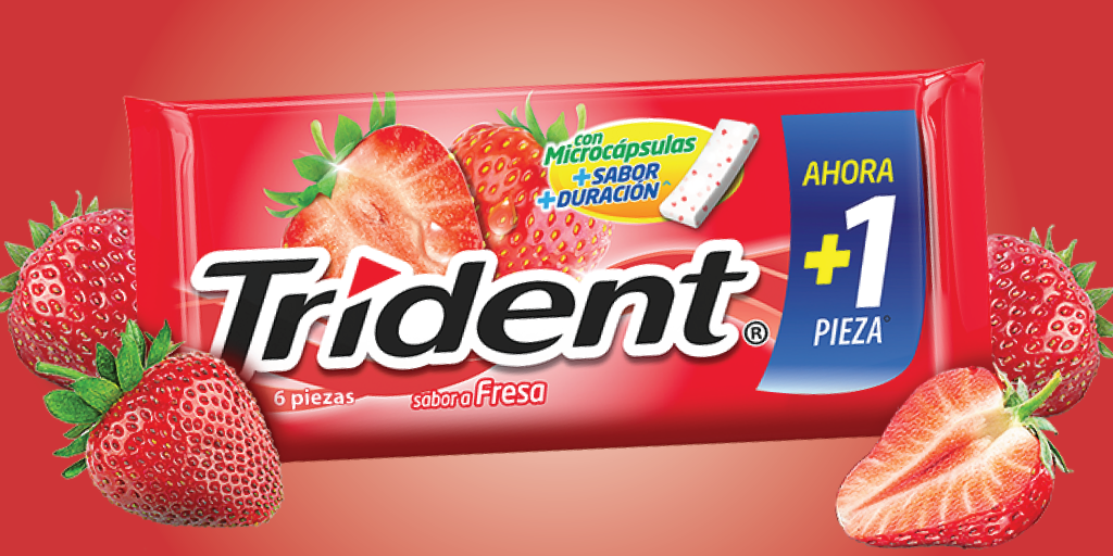 trident chicle 6s sabor fresa paquete