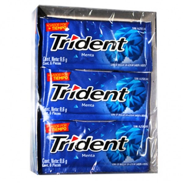 trident chicle 6s sabor menta paquete