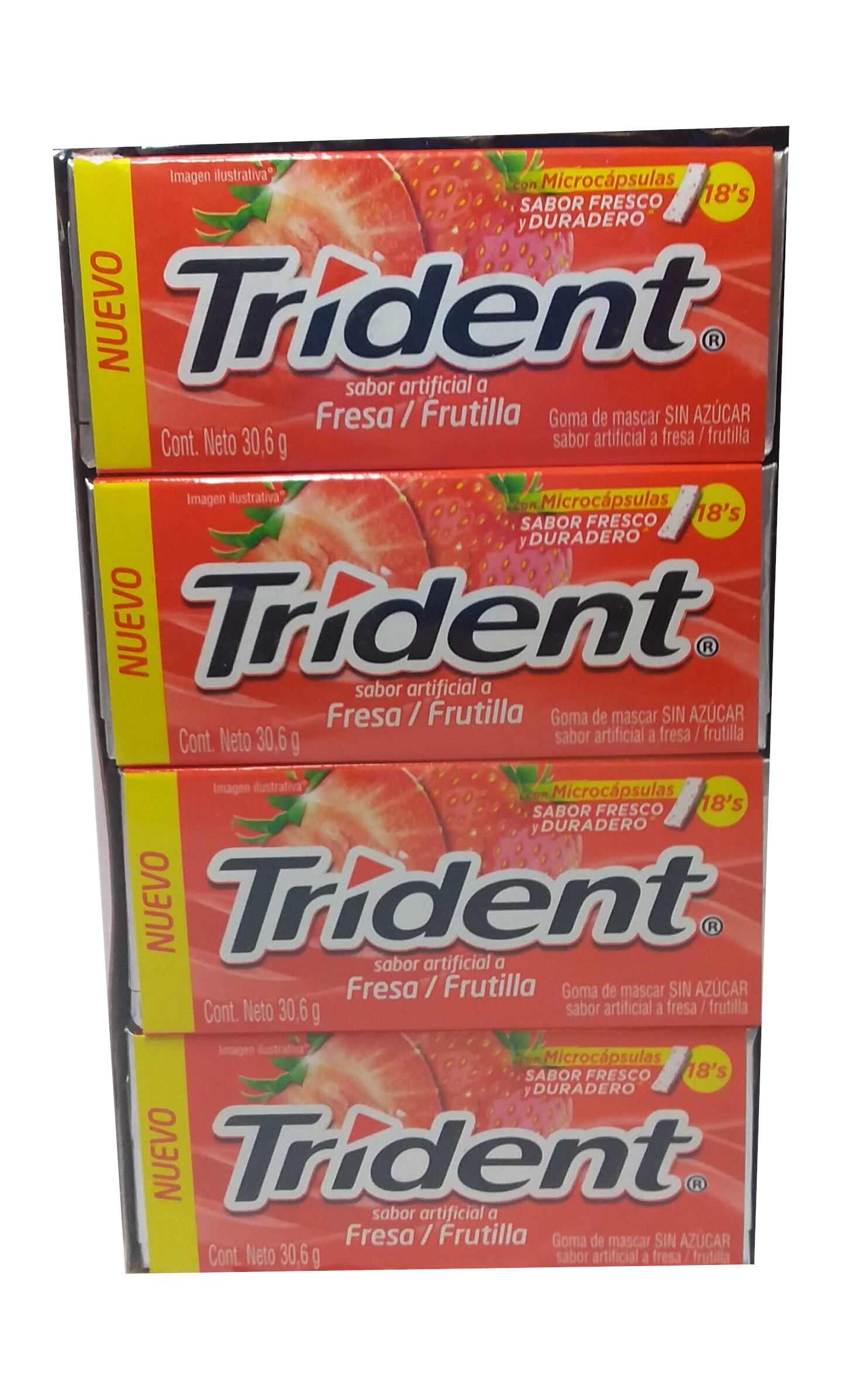 trident chicle 18s sabor fresa paquete