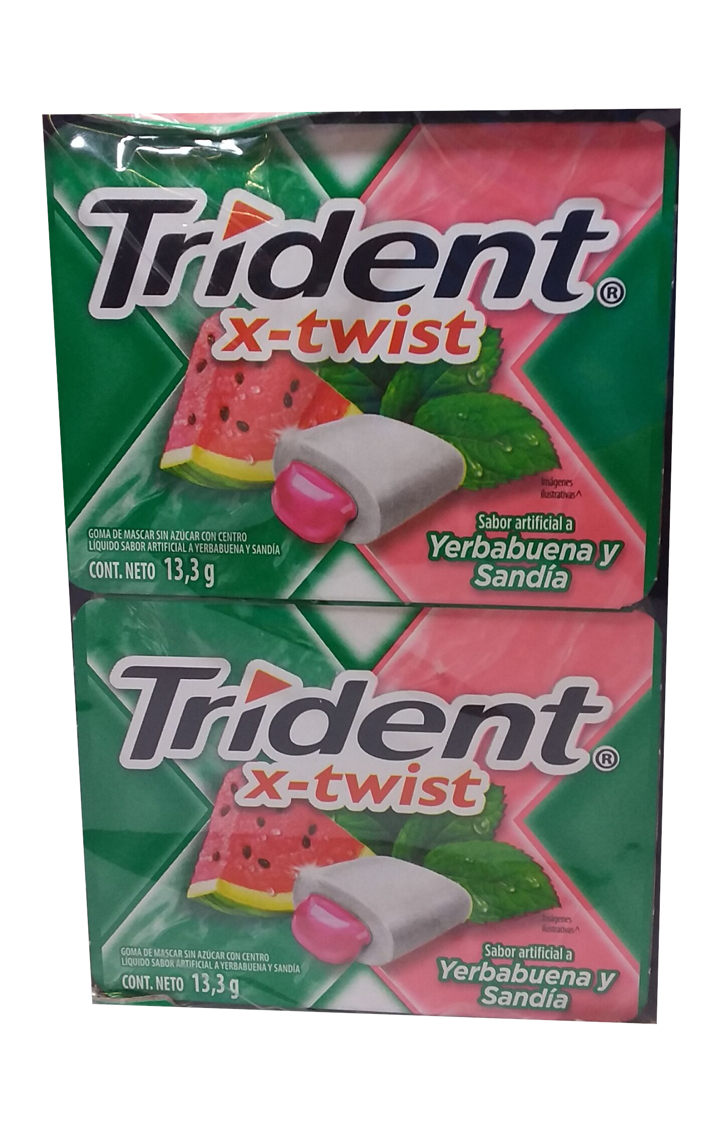 trident twist chicle sabor sandia-yerbabuena paquete