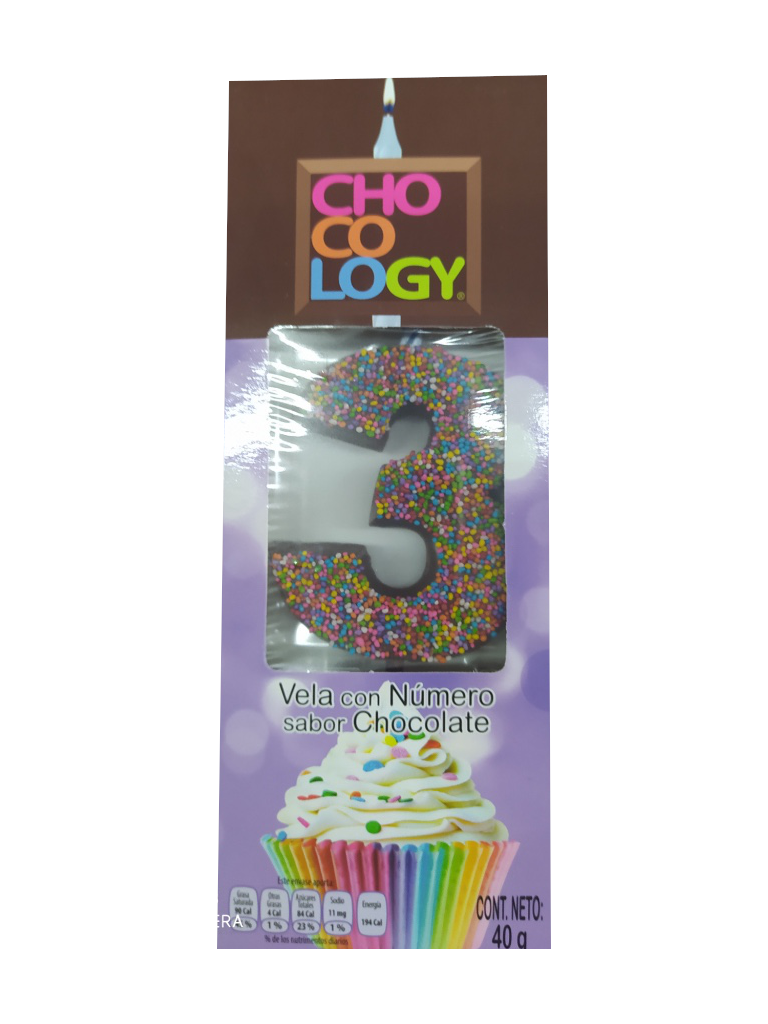 Chocolate birthday candle number 3