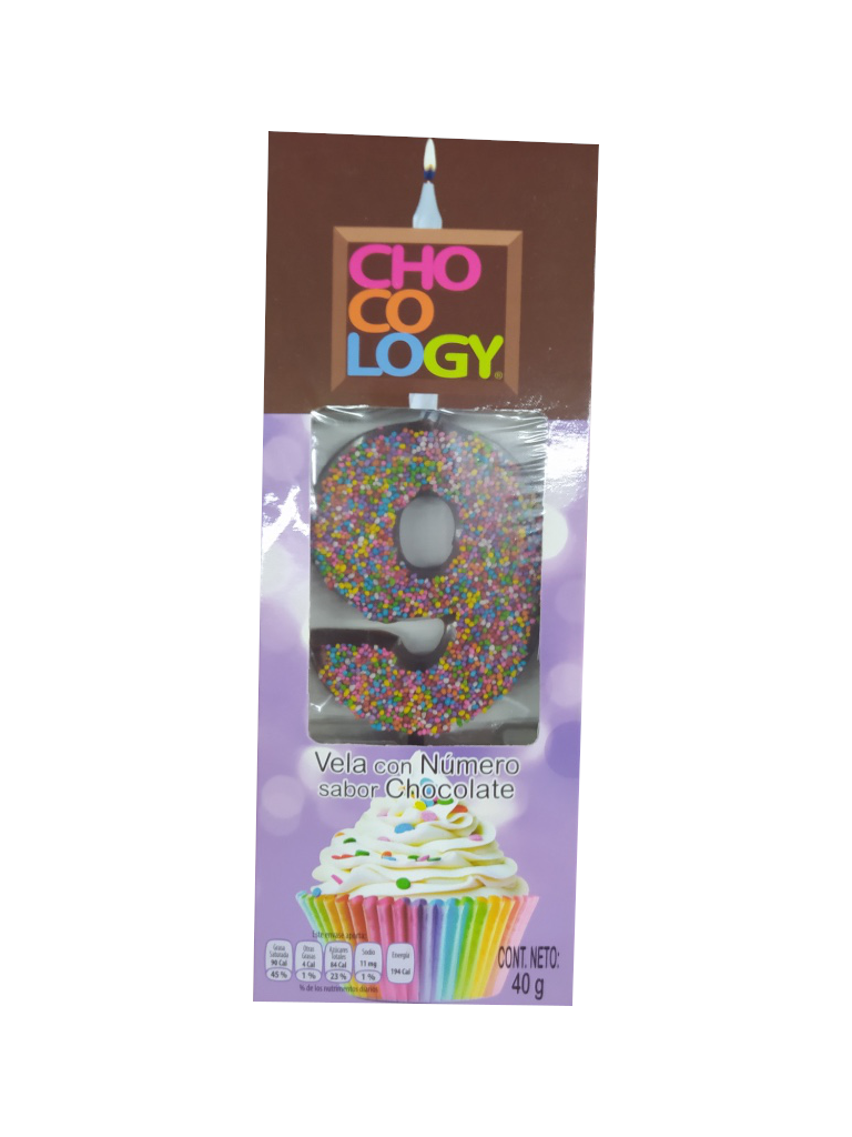Chocolate birthday candle number 9