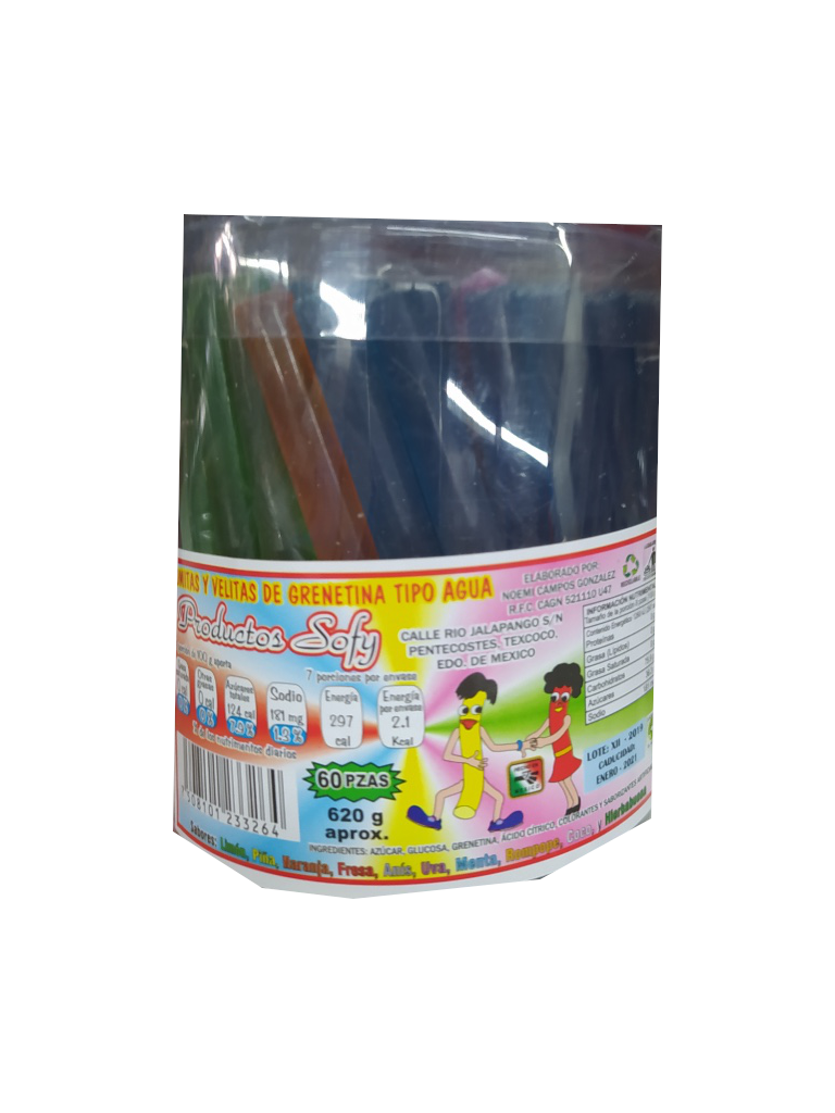 dulce velita de grenetina de agua paquete chico